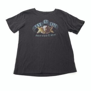 Guns and Roses Vintage Inspired Retro Short Sleeve T-Shirt 5T Unisex Kids Black